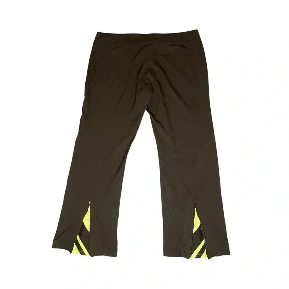 Nike Gray Zip Hem Track Pants Size XL - Activewear with Green Contrast Detailing